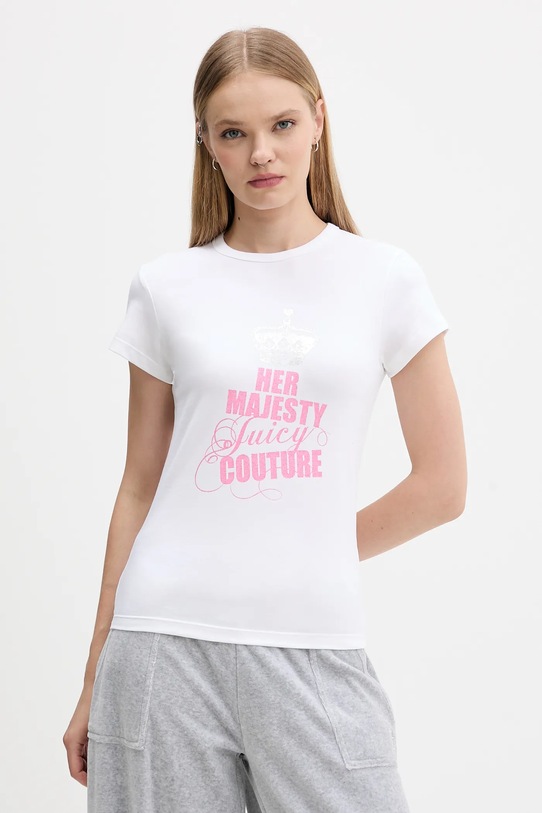 Juicy Couture t-shirt z elastanem biały JCNCT225464