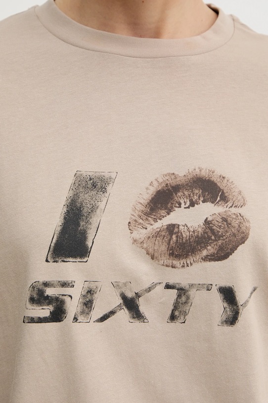 Miss Sixty t-shirt z domieszką lnu 6S3SJ59200 beżowy