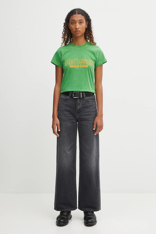 Martine Rose t-shirt bawełniany Shrunken 629JE01400CW zielony