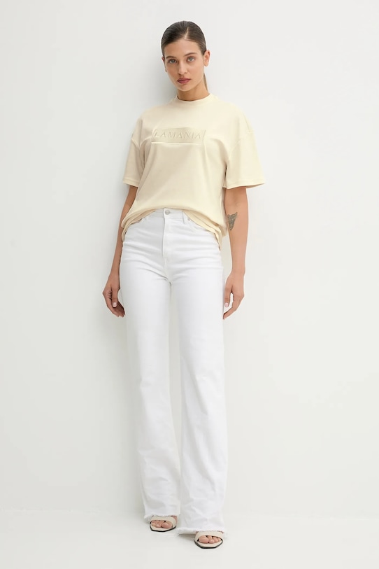 La Mania tricou din bumbac ALISA ALISA galben AW25