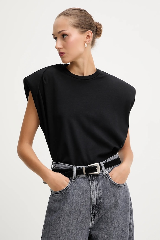 La Mania t-shirt bawełniany MARIKA bawełna czarny MARIKA