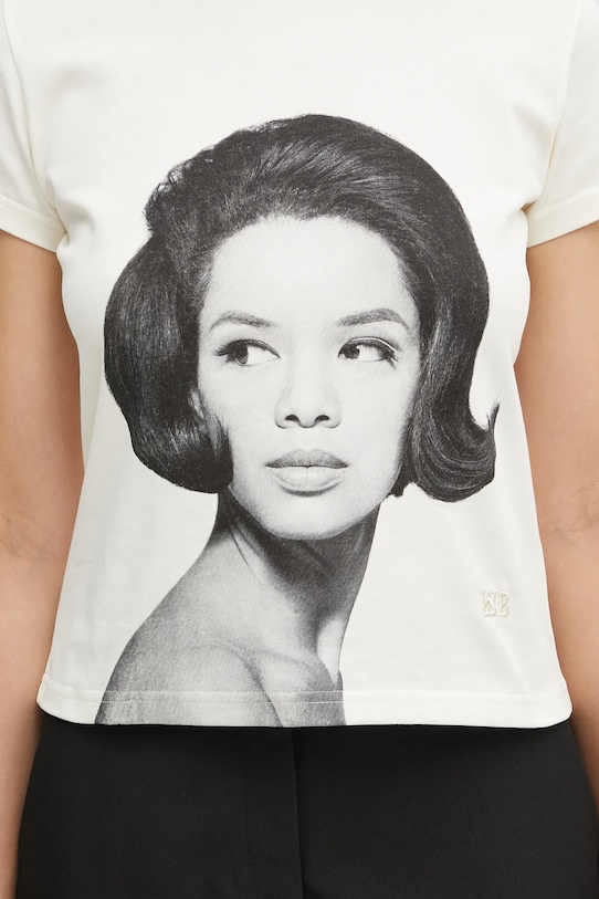 Wales Bonner t-shirt bawełniany Selah Cropped T Shirt beżowy UA25JE11.JE01.100