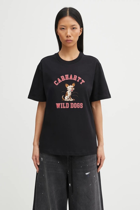 Carhartt WIP t-shirt bawełniany W' S/S Wild Dog T-Shirt nadruk czarny I035487.89XX
