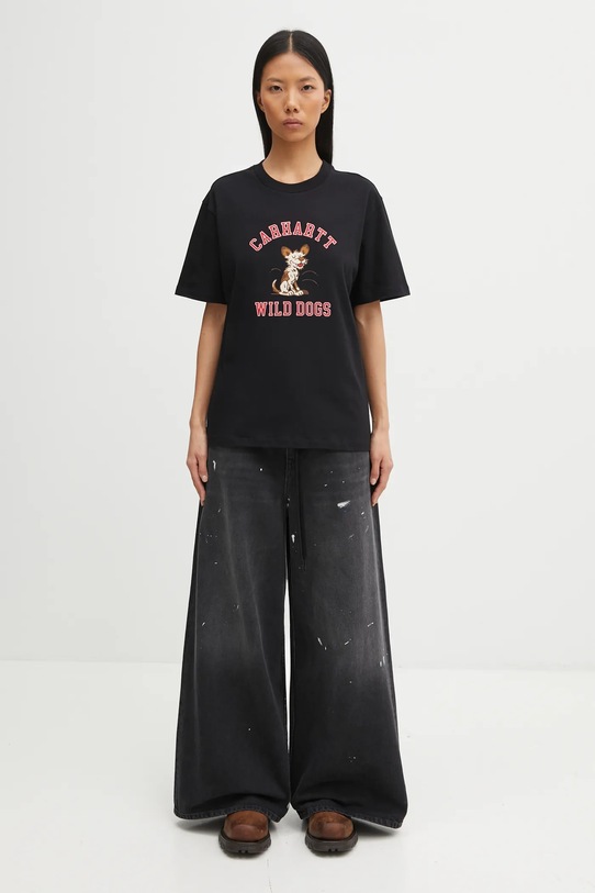 Carhartt WIP t-shirt bawełniany W' S/S Wild Dog T-Shirt I035487.89XX czarny