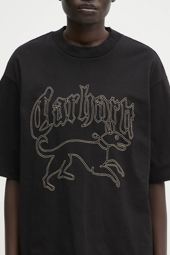 Carhartt WIP tricou din bumbac W' S/S Hackwork T-Shirt negru I035539.3FNXX