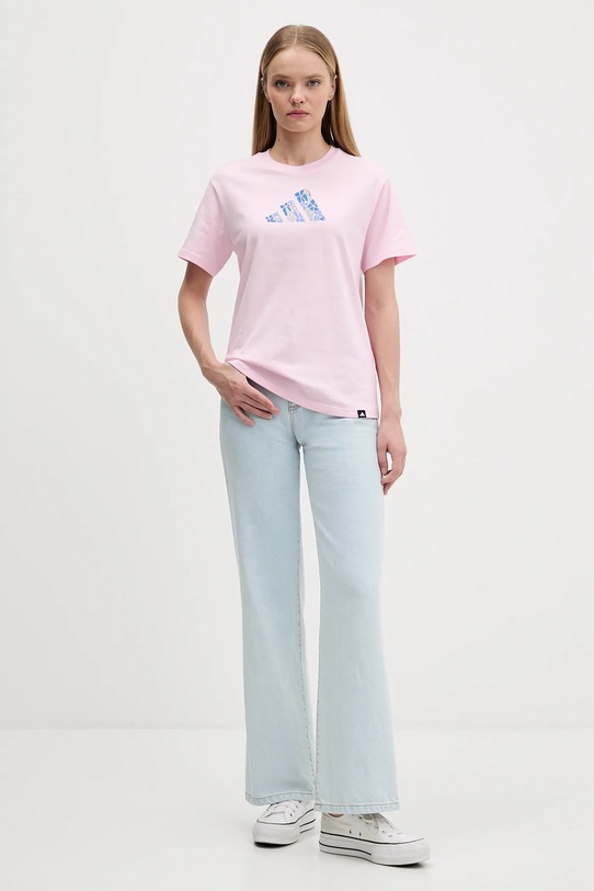 adidas t-shirt bawełniany Table Tee JV6084 różowy AW25