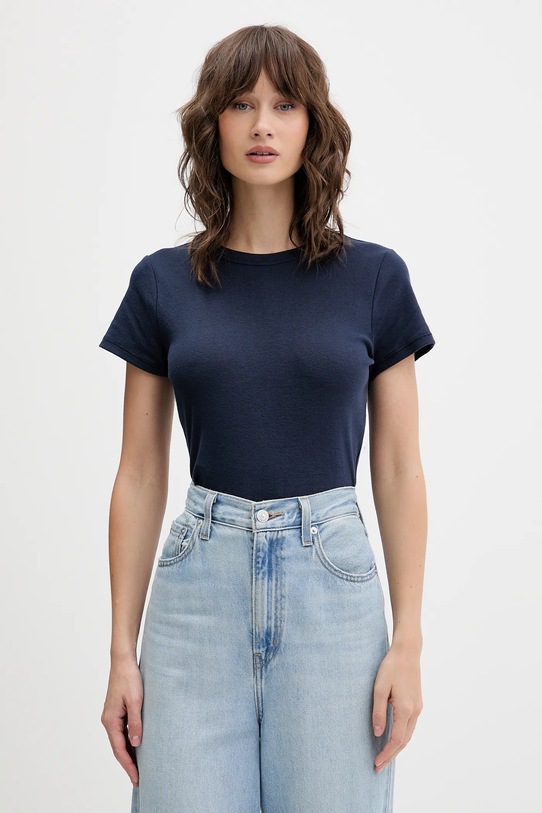 Βαμβακερό μπλουζάκι Hollister Co. slim σκούρο μπλε KI339.5073.200