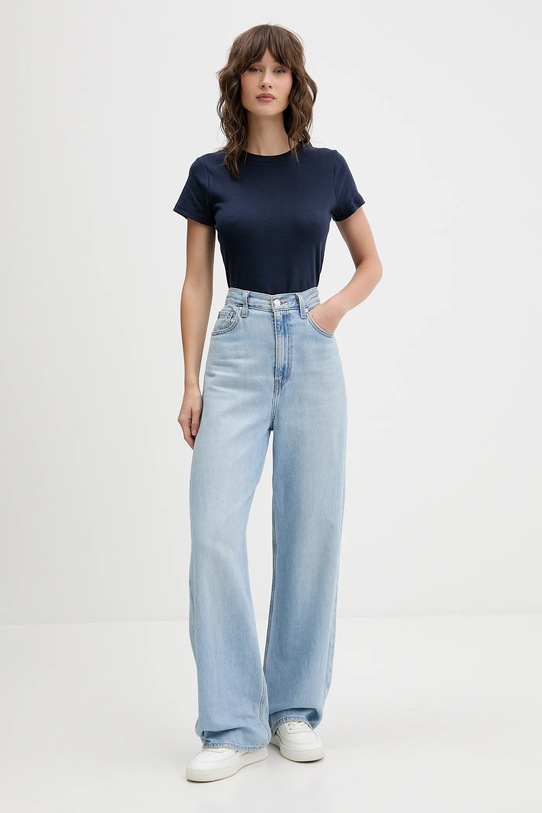 Βαμβακερό μπλουζάκι Hollister Co. KI339.5073.200 σκούρο μπλε AW25
