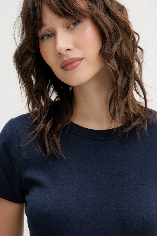 Βαμβακερό μπλουζάκι Hollister Co. σκούρο μπλε KI339.5073.200