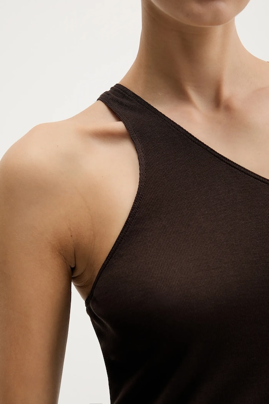 Rick Owens Lilies top One Shoulder Tank LI02E3105.RV brązowy