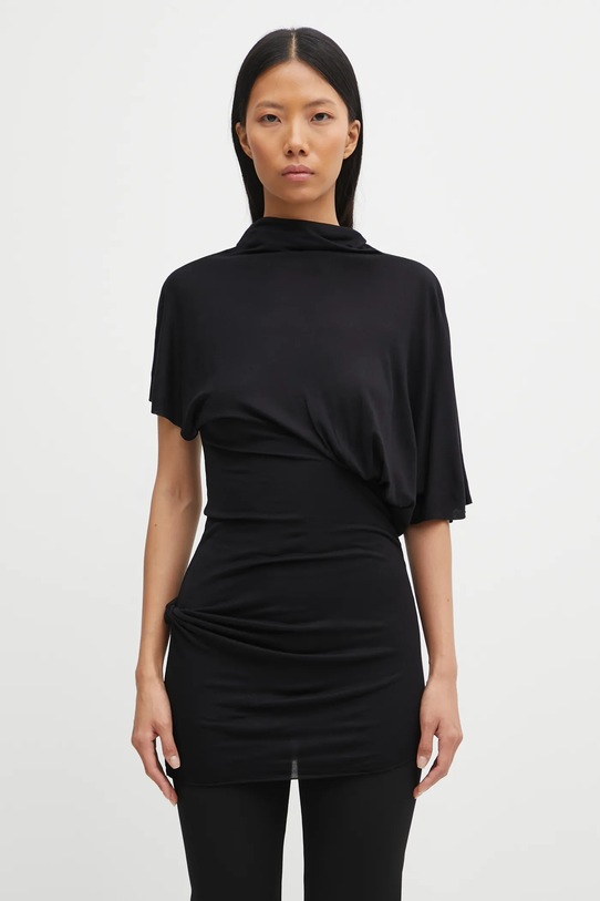 Rick Owens Lilies bluzka Lilith okrągły czarny LI02E3205.RV