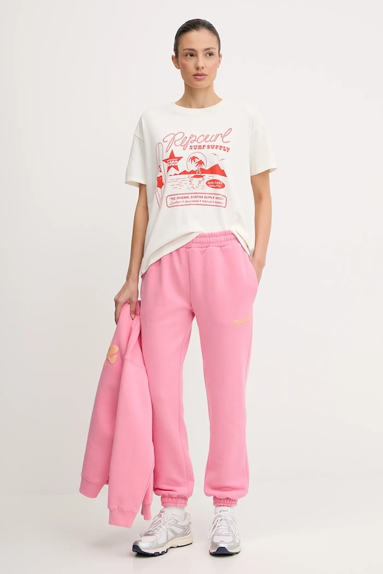 Rip Curl t-shirt bawełniany SURF SUPPLY 0JUWTE beżowy AW25