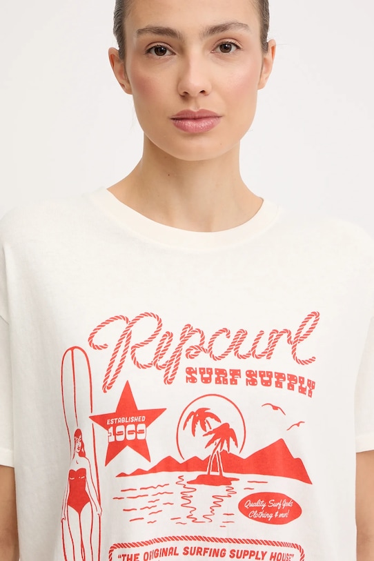 Rip Curl t-shirt bawełniany SURF SUPPLY beżowy 0JUWTE