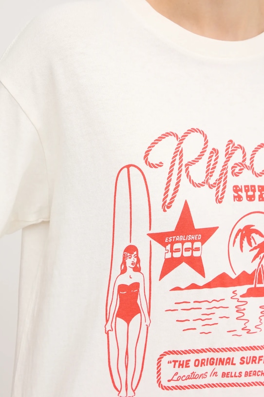 Rip Curl t-shirt bawełniany SURF SUPPLY 0JUWTE beżowy