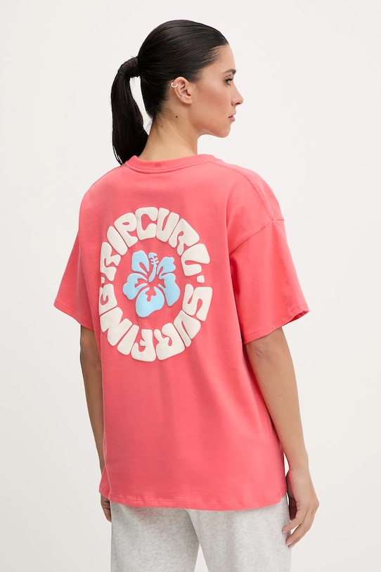 Rip Curl t-shirt bawełniany LUXE SURF nadruk różowy 0L1WTE