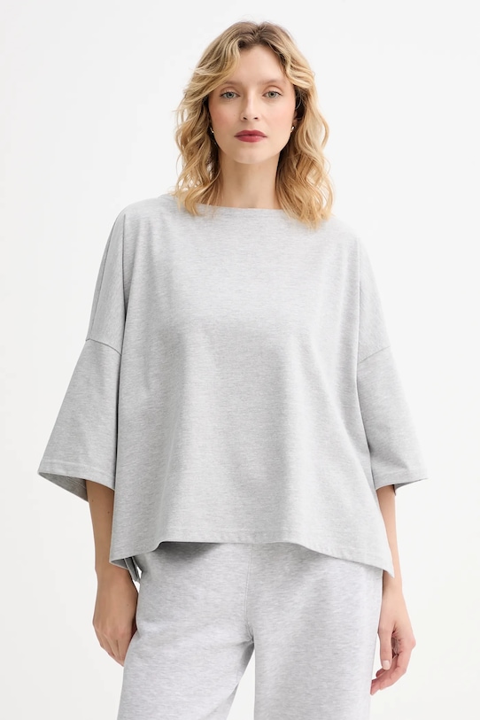 Bavlnené tričko MUUV. MUUV. x Answear melanž sivá LONGSLEEV.OVERSIZE.OKAI