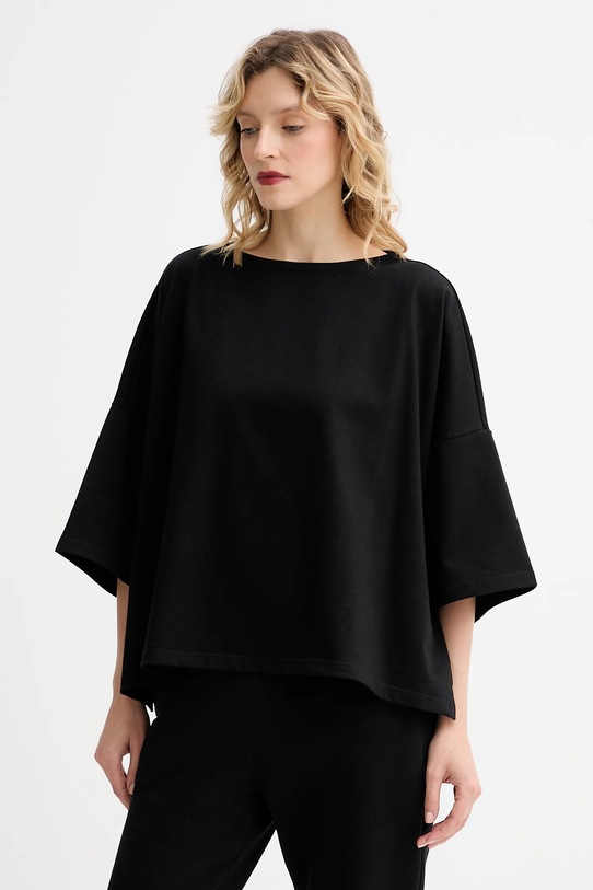 Хлопковая футболка MUUV. MUUV. x Answear хлопок чёрный LONGSLEEV.OVERSIZE.OKAI