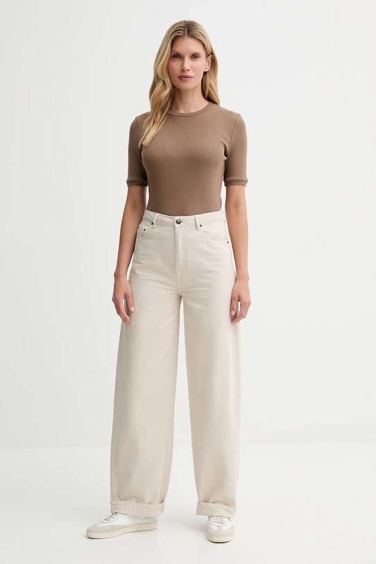MUUV. t-shirt MUUV. x Answear T.SHIRT.SLIM.FIT.LINEA brązowy AW25