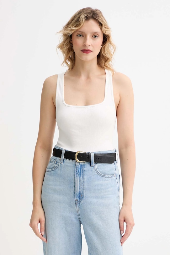 Top MUUV. MUUV. x Answear jednofarebný biela KOSZULKA.LINEA