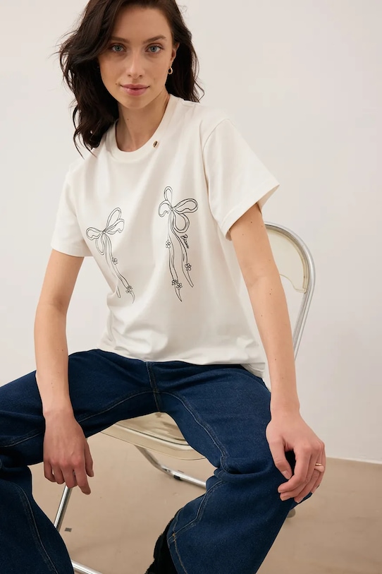 Majica kratkih rukava Bizuu BOW krem BOW.KREMOWY