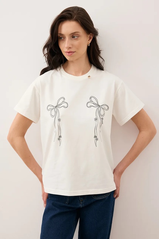 Футболка Bizuu BOW с эластаном бежевый BOW.KREMOWY