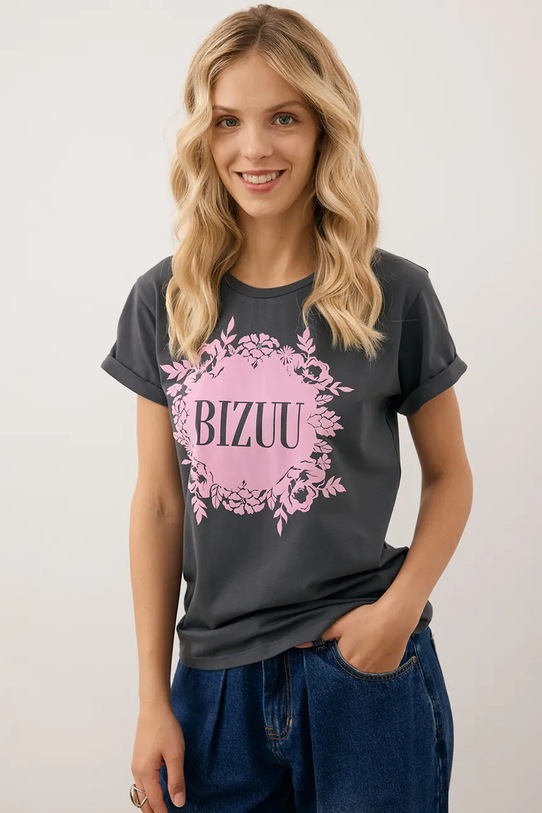 Bizuu t-shirt IOLA z elastanem szary IOLA.GRAFITOWY