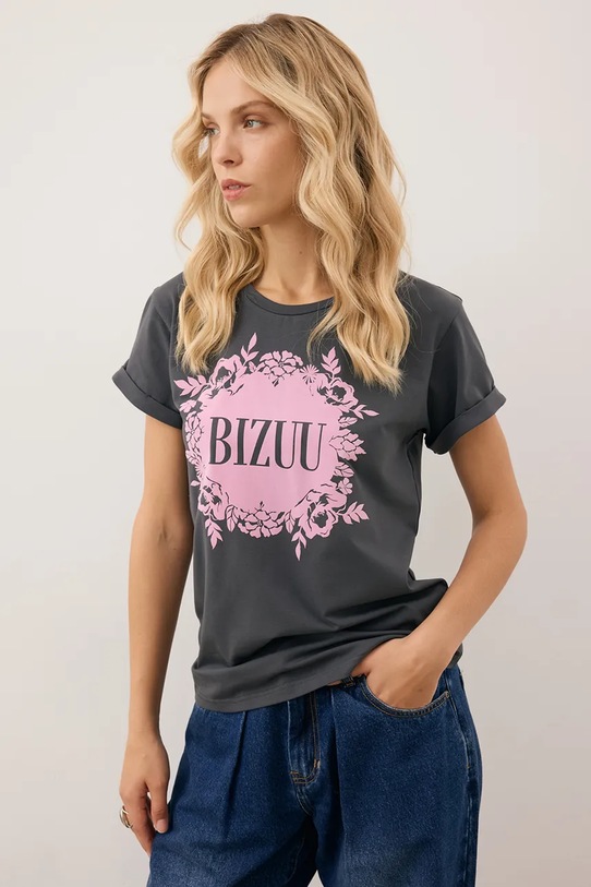 Odzież Bizuu t-shirt IOLA IOLA.GRAFITOWY szary