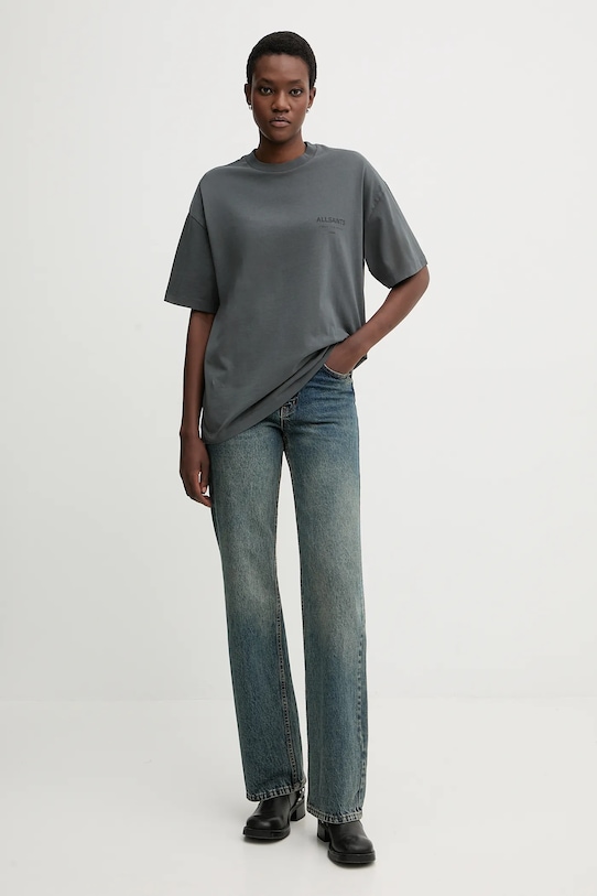 Bavlnené tričko AllSaints W202JC sivá AW25