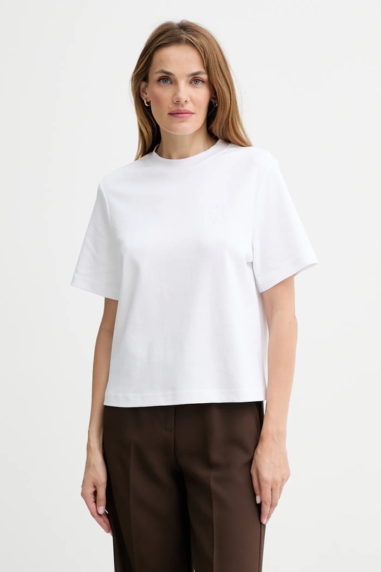 Bombažna kratka majica AllSaints Okrogel bela W220JC