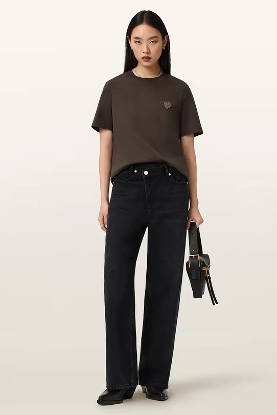 Ρούχα Βαμβακερό μπλουζάκι AllSaints W205JC καφέ