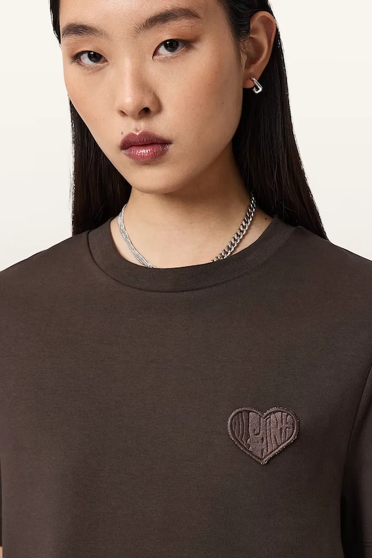 AllSaints t-shirt bawełniany brązowy W205JC