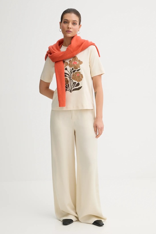 United Colors of Benetton t-shirt bawełniany 3DCJD10B5 beżowy AW25