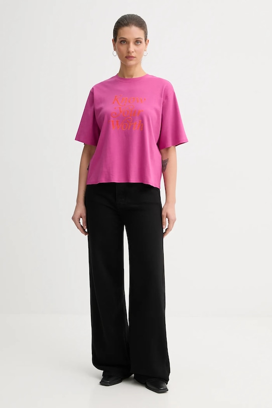 United Colors of Benetton t-shirt bawełniany 3DCJD10B9 różowy AW25