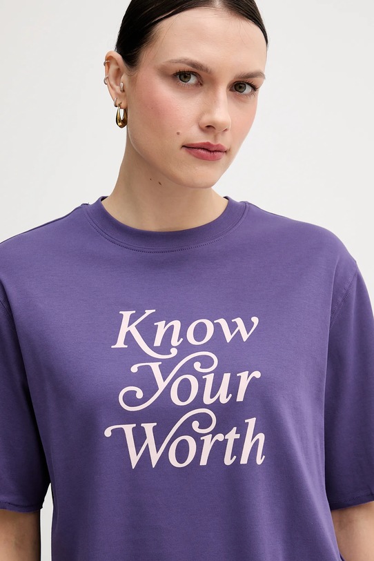 United Colors of Benetton t-shirt bawełniany fioletowy 3DCJD10B9