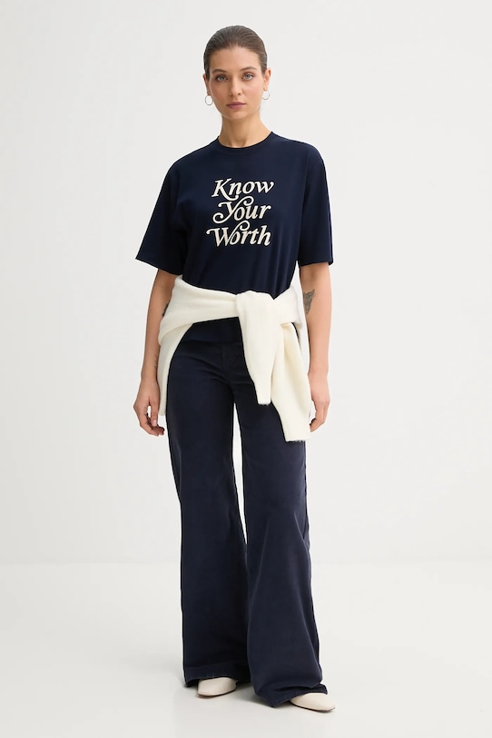 United Colors of Benetton t-shirt bawełniany 3DCJD10B9 granatowy AW25