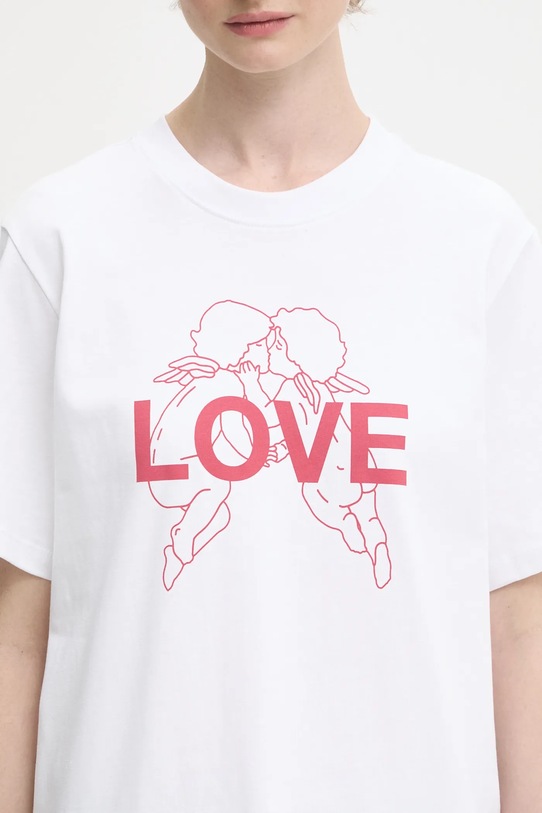 Fiorucci tricou din bumbac Kissing Angels Love Print Regular alb W25FWJTS001CJ01WH03