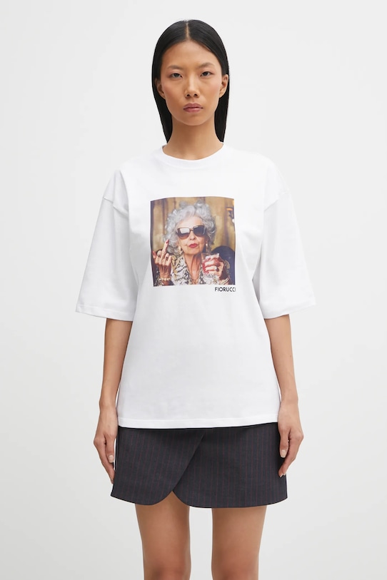 Fiorucci t-shirt bawełniany Oldies but Goldies Print Relaxed Fit nadruk biały W25FWJTS004CJ01WH04