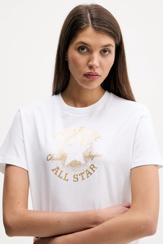 Converse t-shirt bawełniany biały CVW5T845