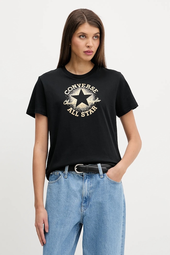 Converse t-shirt bawełniany nadruk czarny CVW5T845