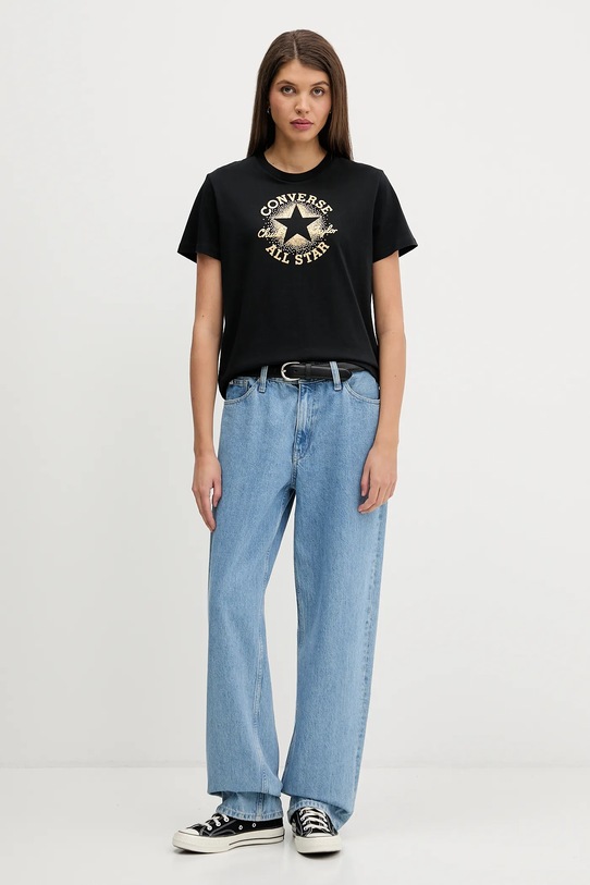 Converse t-shirt bawełniany CVW5T845 czarny AW25