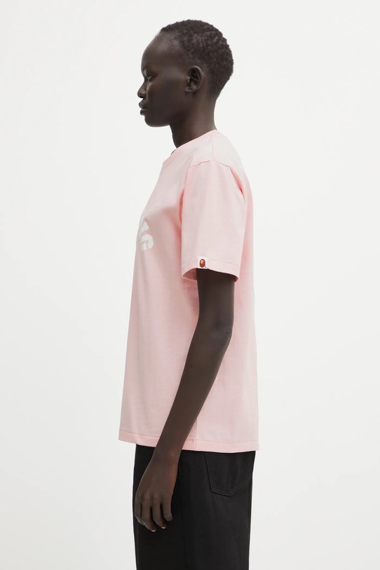 Βαμβακερό μπλουζάκι A Bathing Ape College 001TEL302001L ροζ AW25