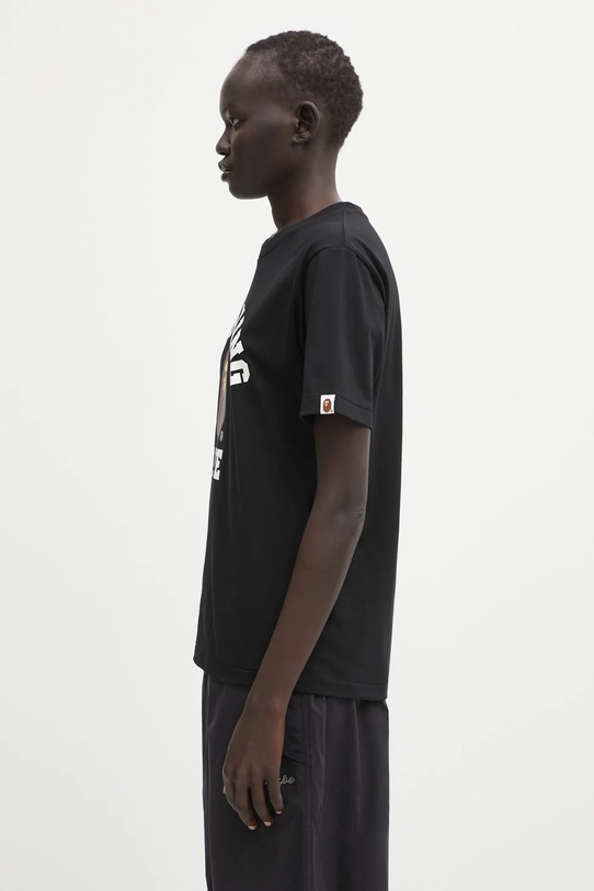 Βαμβακερό μπλουζάκι A Bathing Ape College 001TEL302001L μαύρο AW25