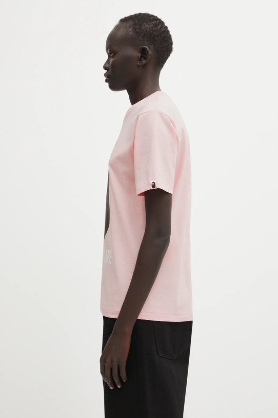 Βαμβακερό μπλουζάκι A Bathing Ape 001TEL302002L ροζ AW25