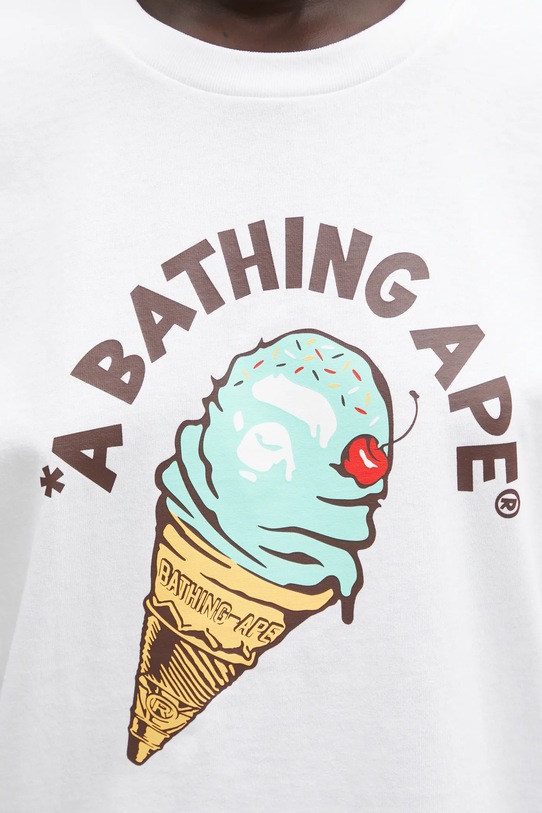 Βαμβακερό μπλουζάκι A Bathing Ape Ice Cream λευκό 001TEL302043L