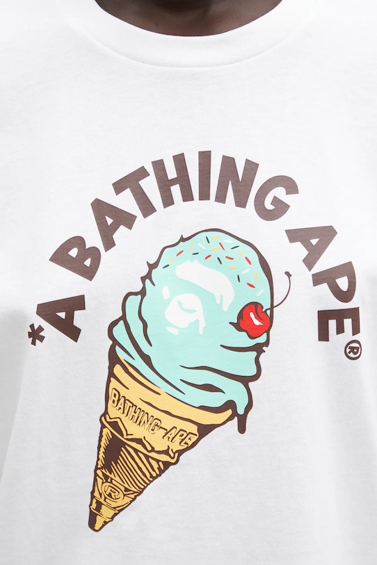 Βαμβακερό μπλουζάκι A Bathing Ape Ice Cream λευκό 001TEL302043L