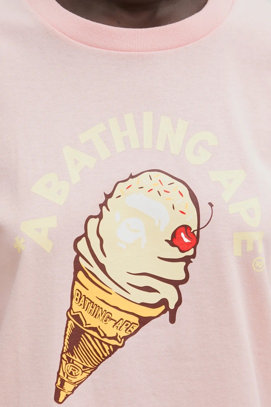 Βαμβακερό μπλουζάκι A Bathing Ape Ice Cream ροζ 001TEL302043L