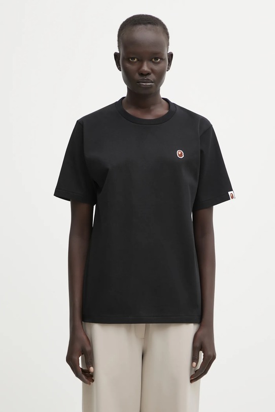 Βαμβακερό μπλουζάκι A Bathing Ape Ape Head One Point χαλαρό μαύρο 001TEL302061L