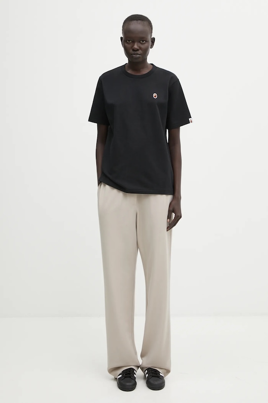 Βαμβακερό μπλουζάκι A Bathing Ape Ape Head One Point 001TEL302061L μαύρο