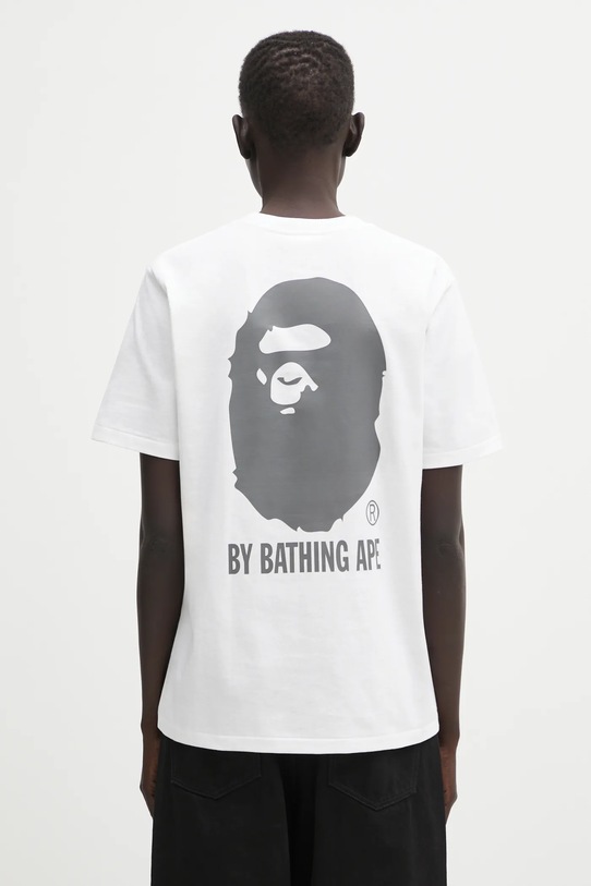 Βαμβακερό μπλουζάκι A Bathing Ape Ape Head One Point κανονικό λευκό 001TEL302070L
