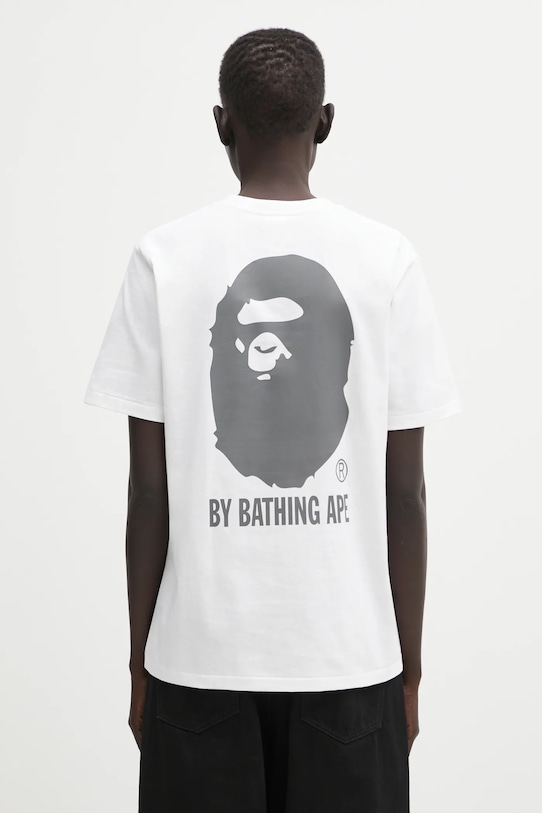 Βαμβακερό μπλουζάκι A Bathing Ape Ape Head One Point κανονικό λευκό 001TEL302070L